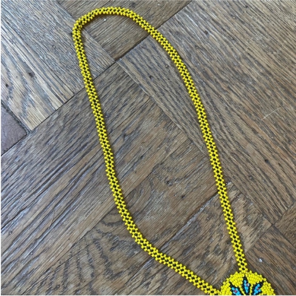 Native American Beaded Necklace Dream Catcher Necklace Yellow Beaded Necklace - Picture 6 of 7